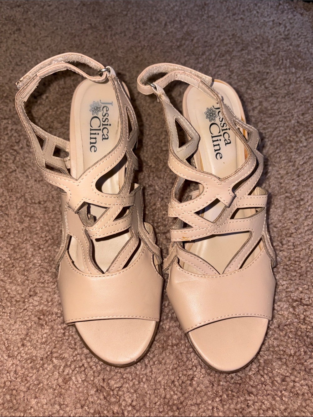 Jessica Cline Nude Strappy High Heel Sandals